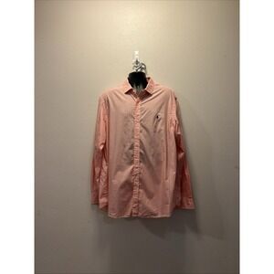 Polo Ralph Lauren Performance Shirt Men 2XL Pink Striped Oxford Blue Pony Preppy